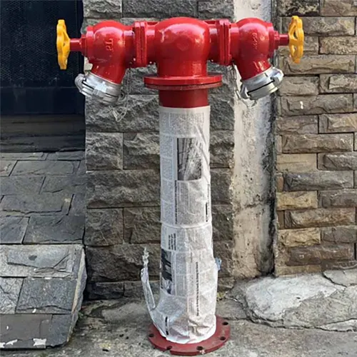 Hình ảnh thiết bị họng tiếp nước chữa cháy hai chiều được lắp đặt trên 1 con đường công cộng