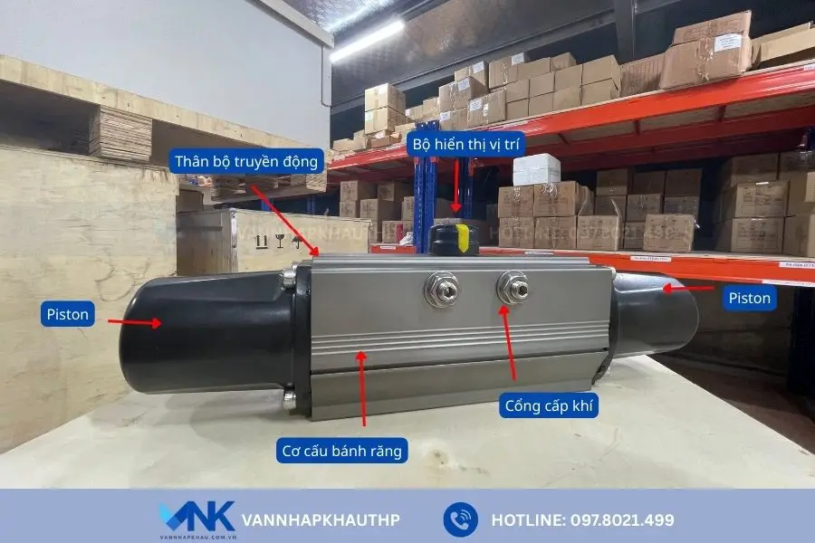 Các bộ phận chính của bộ truyền động khí nén AS65