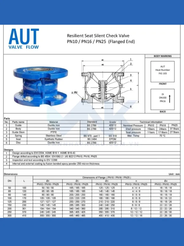 Catalogue Resilient Seat Silent Check Valve PN10 / PN16 / PN25 (Flanged End)