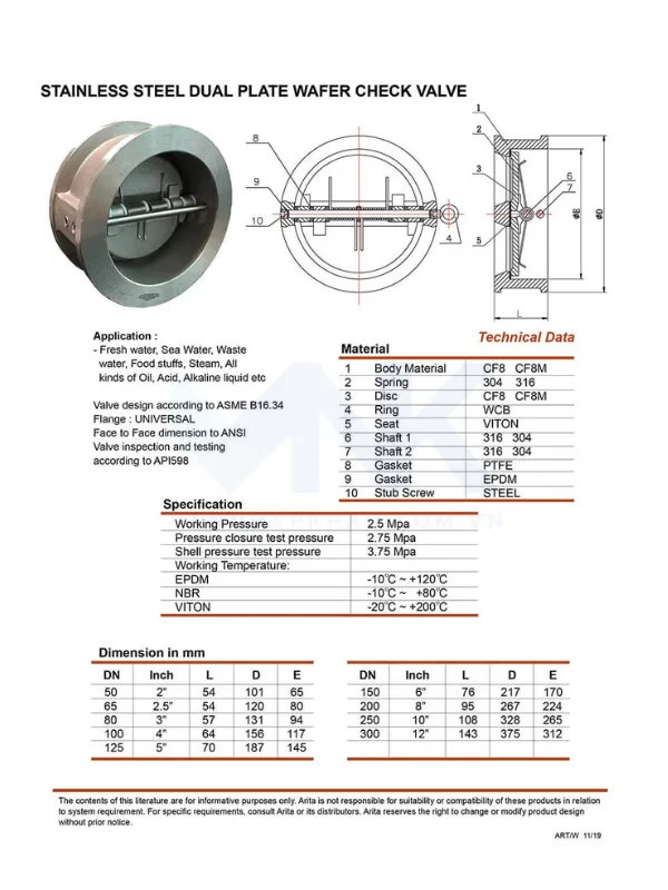 Giới thiệu Catalog van một chiều cánh bướm inox