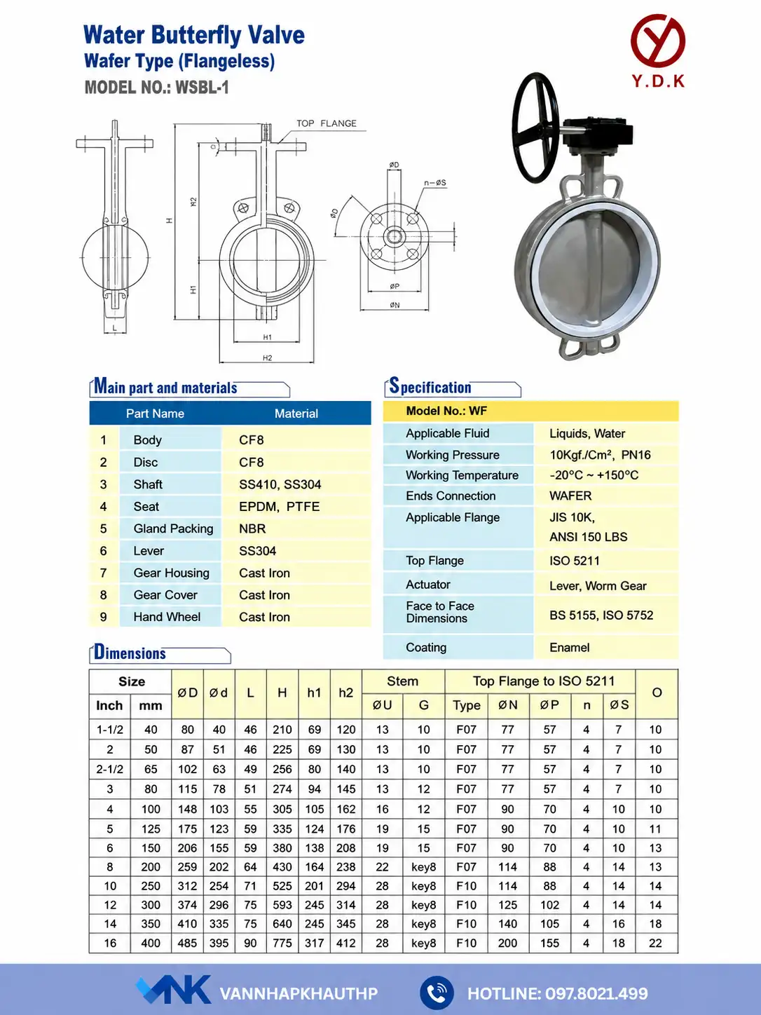 Catalogue van bướm tay quay YDK