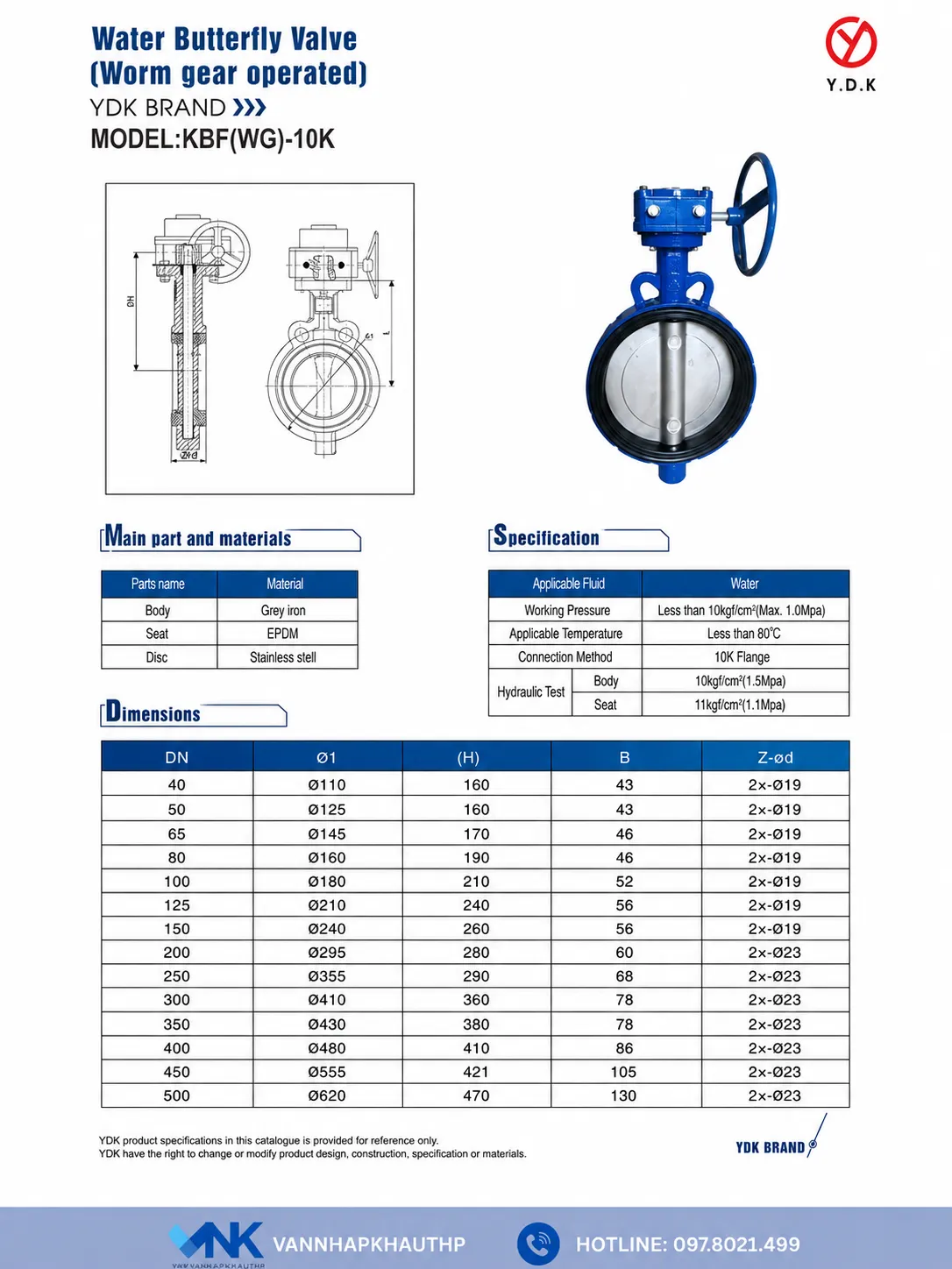 Catalogue van bướm tay quay YDK