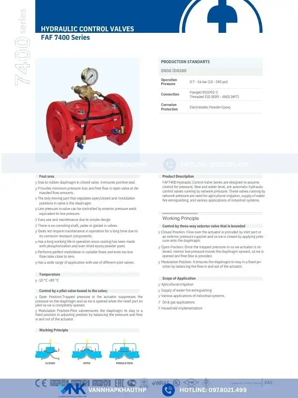 Catalogue van giảm áp thủy lực FAF Thổ Nhĩ Kỳ