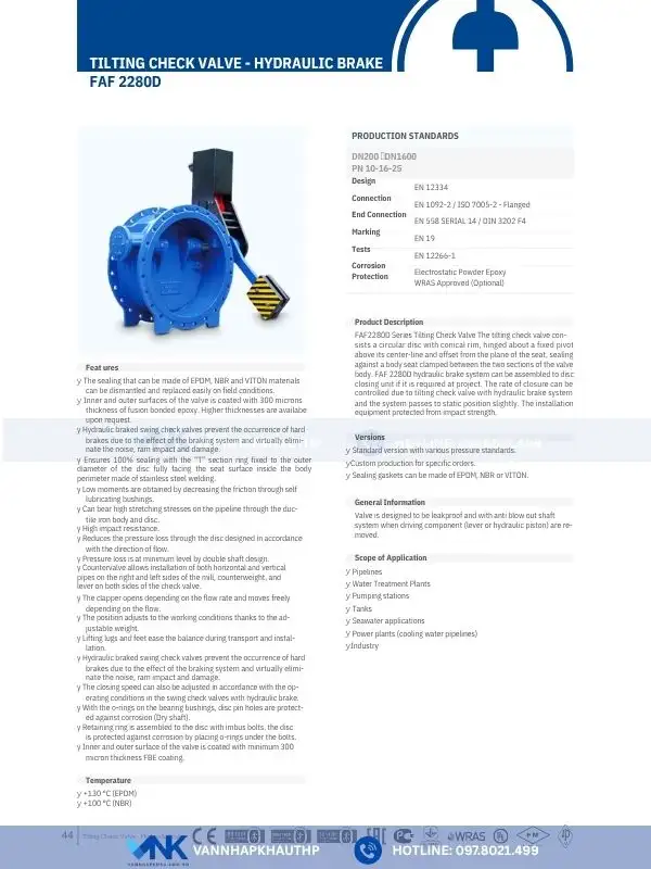 Catalogue van một chiều đối trọng FAF có phanh