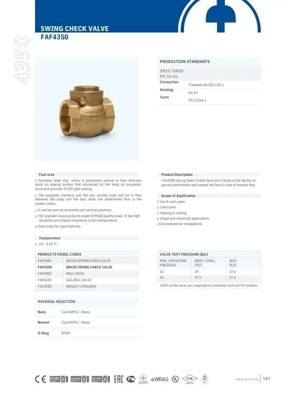 Catalogue van một chiều lá lậ FAF đồng thau