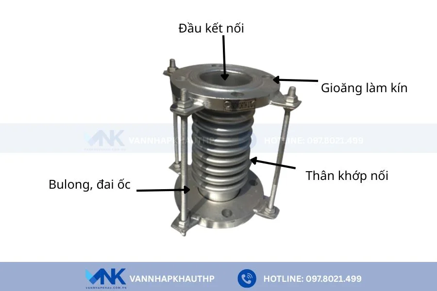 Các bộ phận của khớp nối mềm áp lực cao làm từ inox