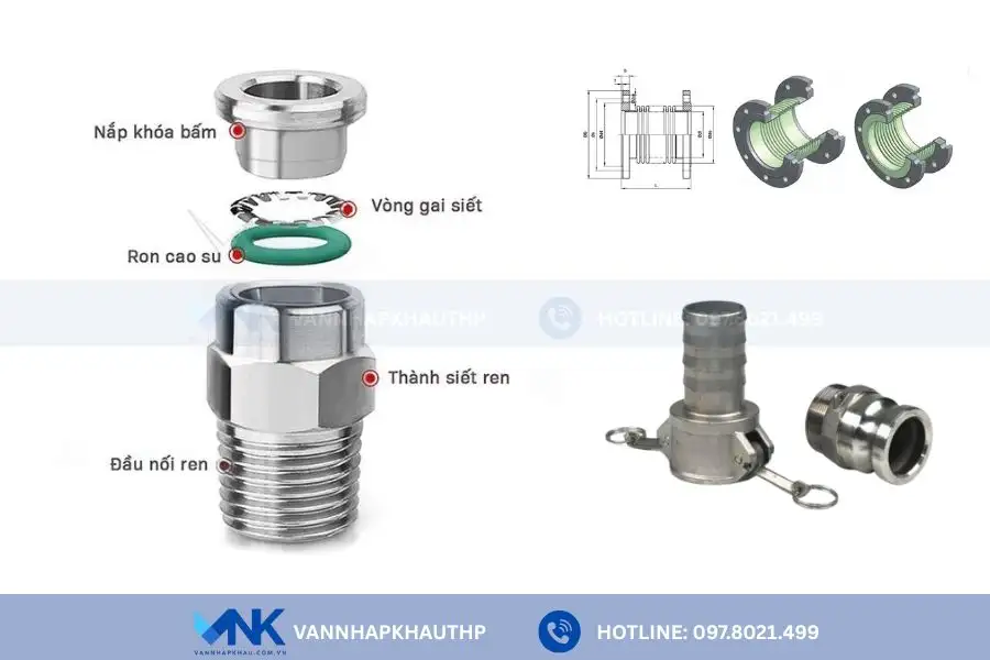 Khớp nối nhanh inox có cấu tạo đơn giản
