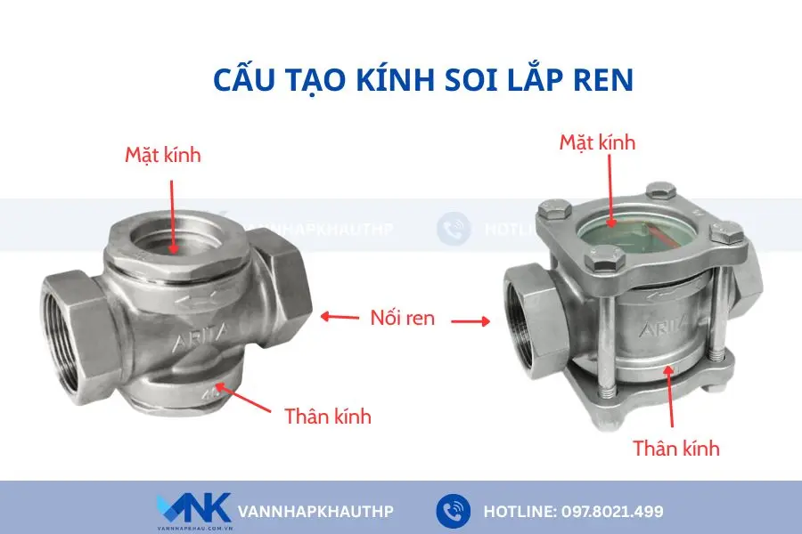 Các bộ phận chính của kính soi lắp ren