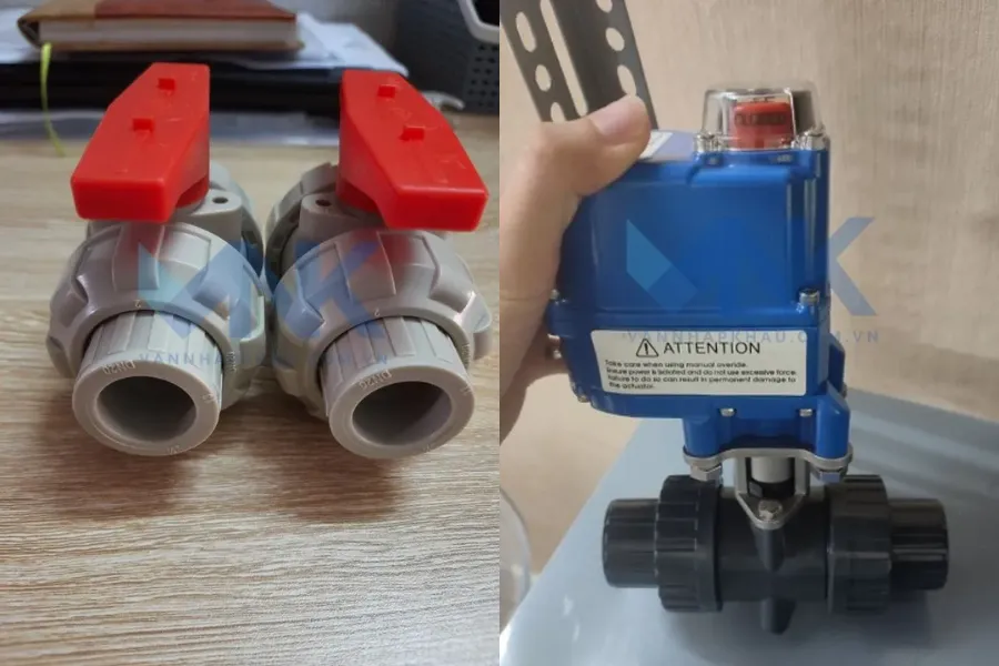 Mua mua van bi nhựa rắc co đôi tại VannhapkhauTHP