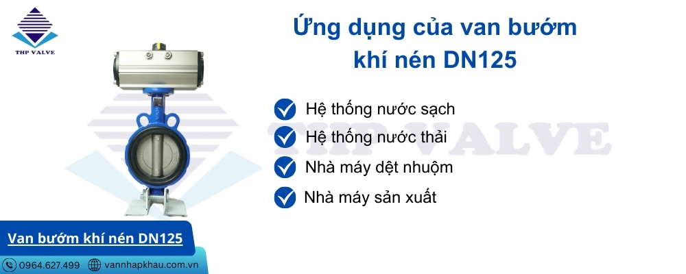 ứng dụng của van bướm khí nén dn125