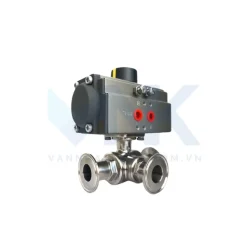 Van bi 3 ngã inox vi sinh điều khiển khí nén
