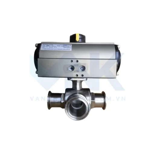 Van bi 3 ngã inox vi sinh điều khiển khí nén