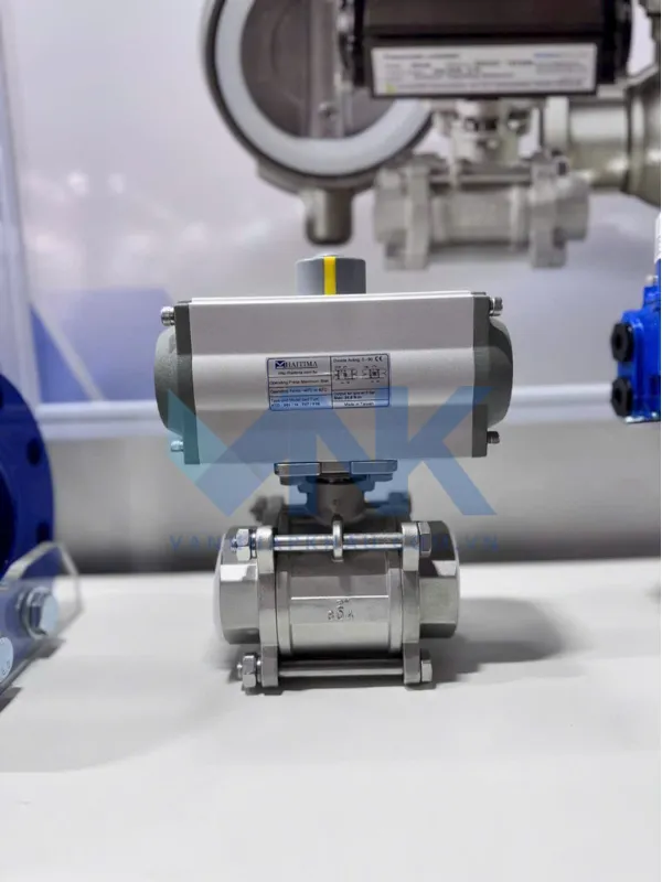 Van bi 3 thân inox điều khiển khí nén