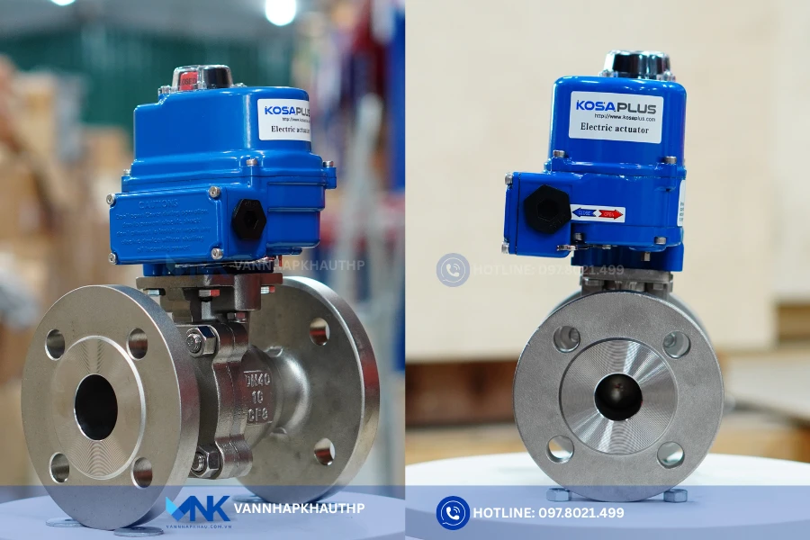 Kết nối mặt bích giúp van bi điện Kosaplus có độ kín và khả năng chịu lực tốt