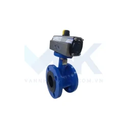 Van bướm điều khiển khí nén hai mặt bích