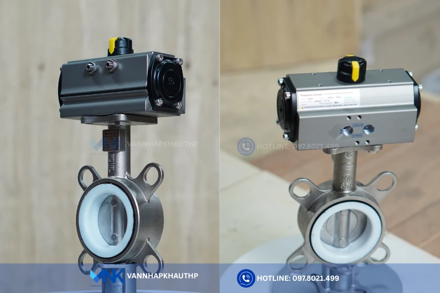 Van bướm inox Hàn Quốc khí nén đóng mở nhanh chóng