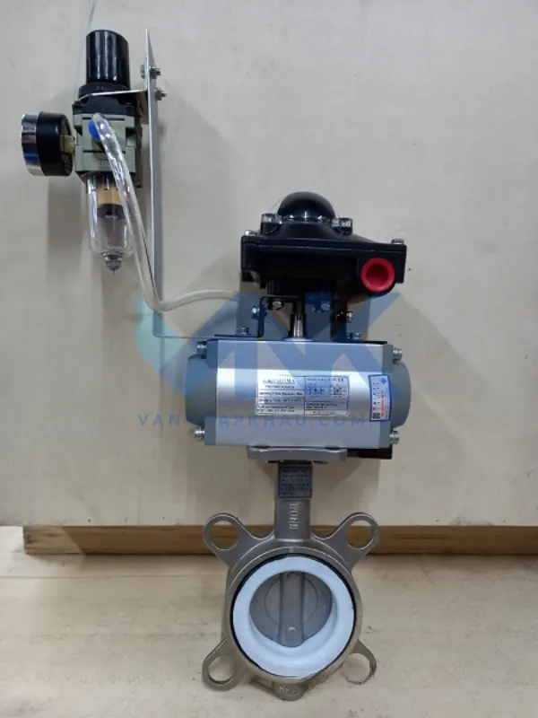 Van bướm điều khiển khí nén lắp bộ lọc khí nén