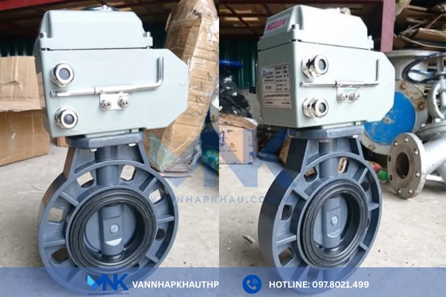 Van bướm nhựa điều khiển điện PVC, UPVC, CPVC, PVDF