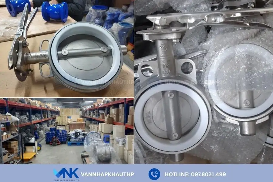 Van bướm tay gạt Hàn Quốc bằng inox sẵn hàng tại Van Nhập Khẩu