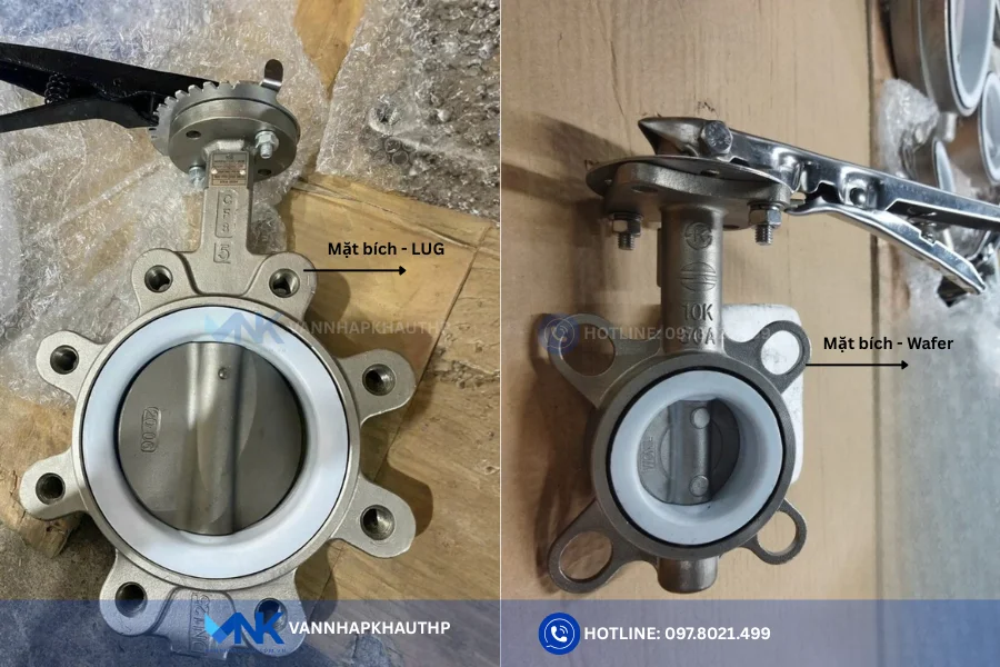 Van bướm tay gạt inox phân loại theo kết nối