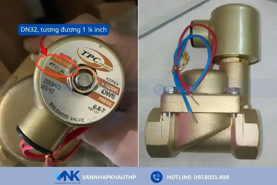 Van điện từ TPC DWS32 là dòng van điện từ hơi, kích thước DN32(1 1/4 inch)