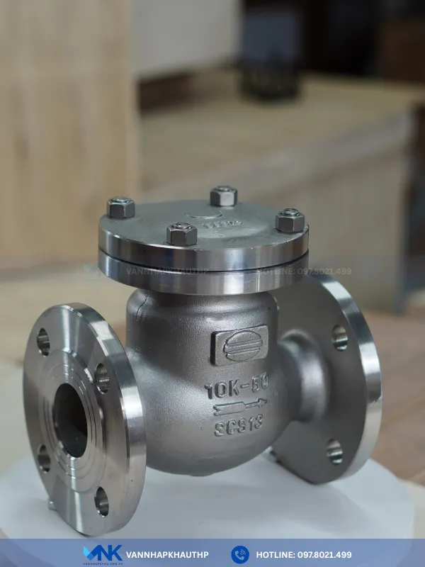 Van một chiều lá lật inox lắp bích Wonil