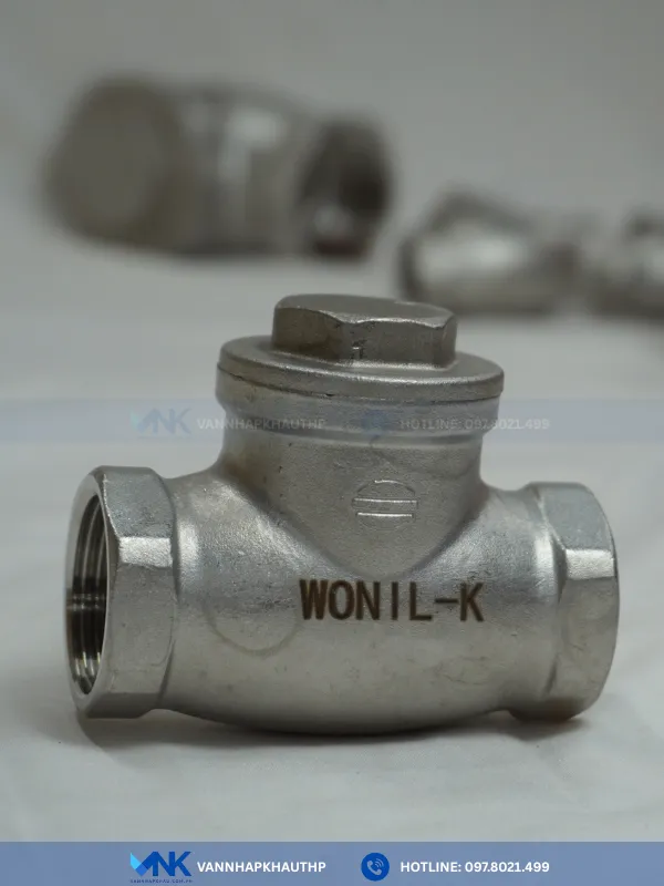 Van một chiều lá lật lắp inox ren Wonil