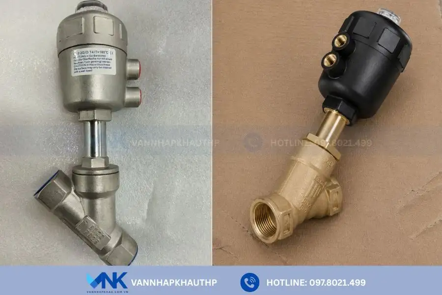 Các mẫu van xiên khí nén phân theo chất liệu