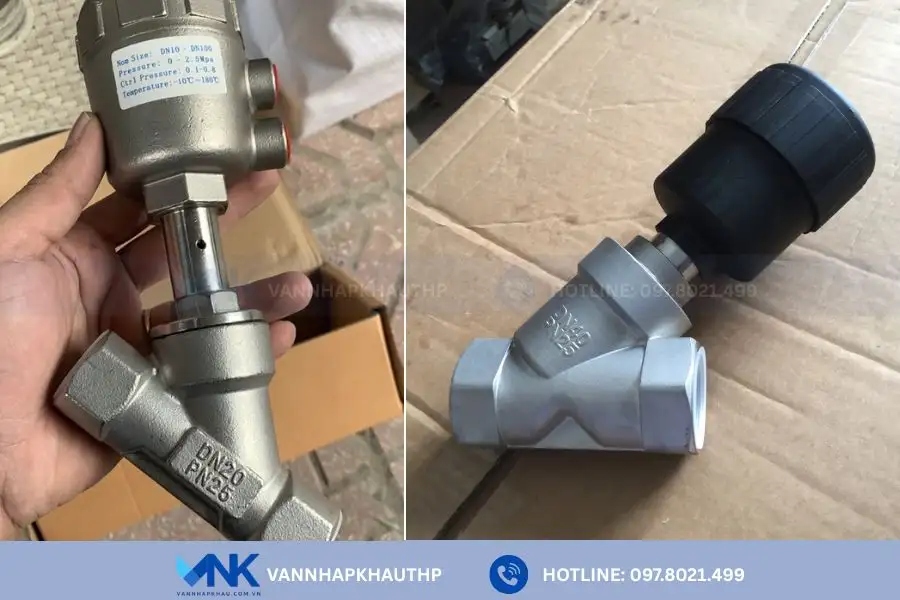 Các mẫu van xiên khí nén phân theo kiểu hoạt động của đầu khí