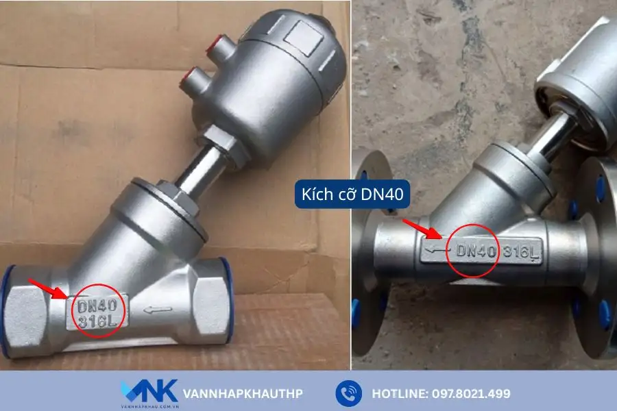 Van y xiên khí nén, van chữ Y kích cỡ DN40