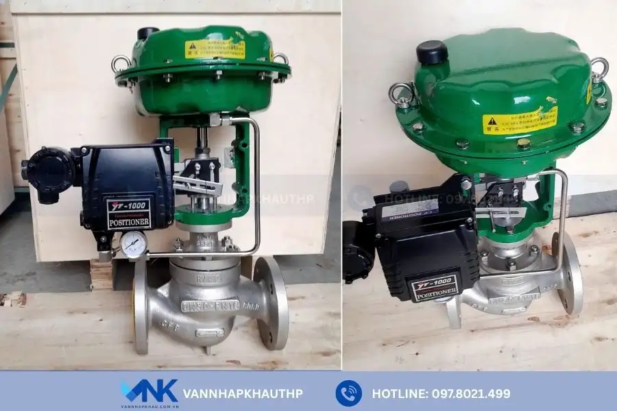 Van cầu lắp bích vận hành tự động bằng khí nén
