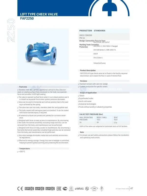 Van một chiều FAF model 2250