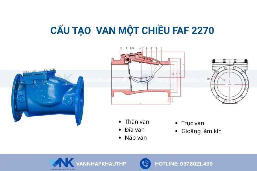 Cấu tạo chi tiết của van một chiều lá lật mặt bích FAF 2270