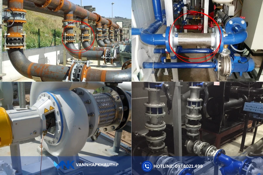 Hình ảnh khớp nối được lắp đặt thực tế trong các hệ thống