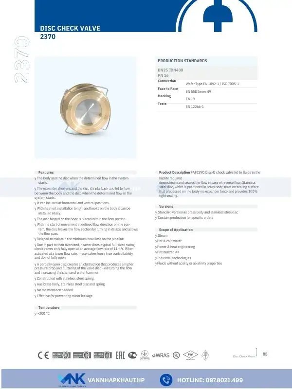 Catalog van một chiều đĩa FAF 2370