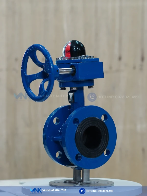 Van bướm gang hộp số Hàn Quốc Wonil nối bích