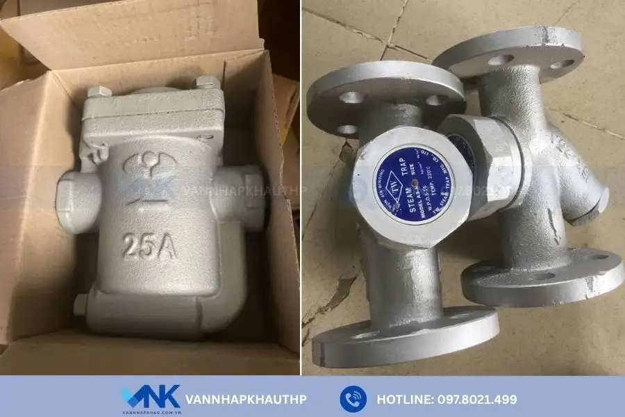Bẫy hơi được làm từ gang xám hoặc gang dẻo