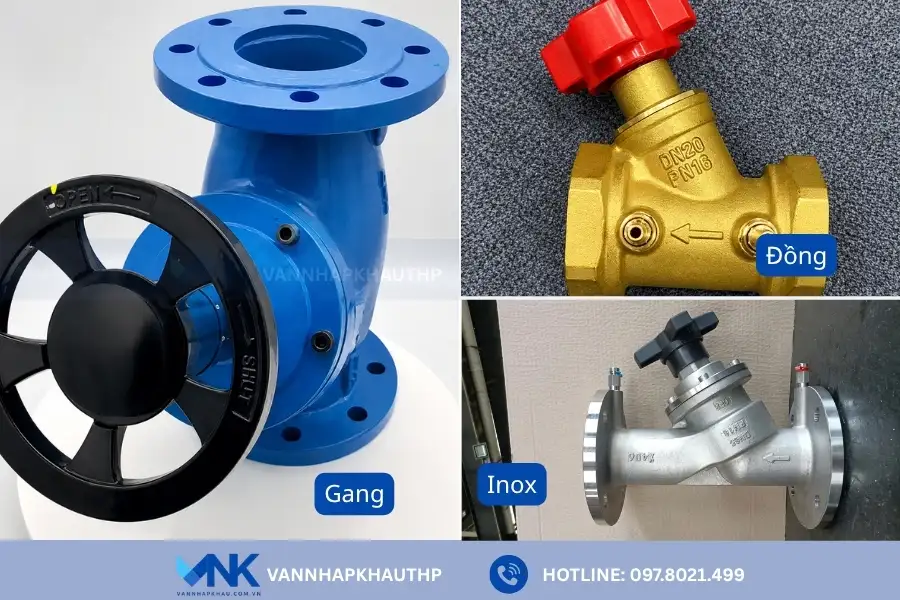 Van cân bằng cơ học phân theo chất liệu